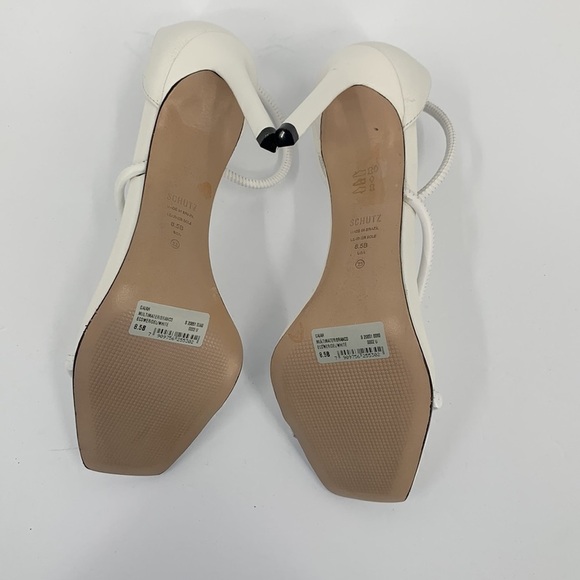 Schutz Gaiah ankle strappy sandal shoe stiletto heel white leather new 8.5 - Picture 6 of 8